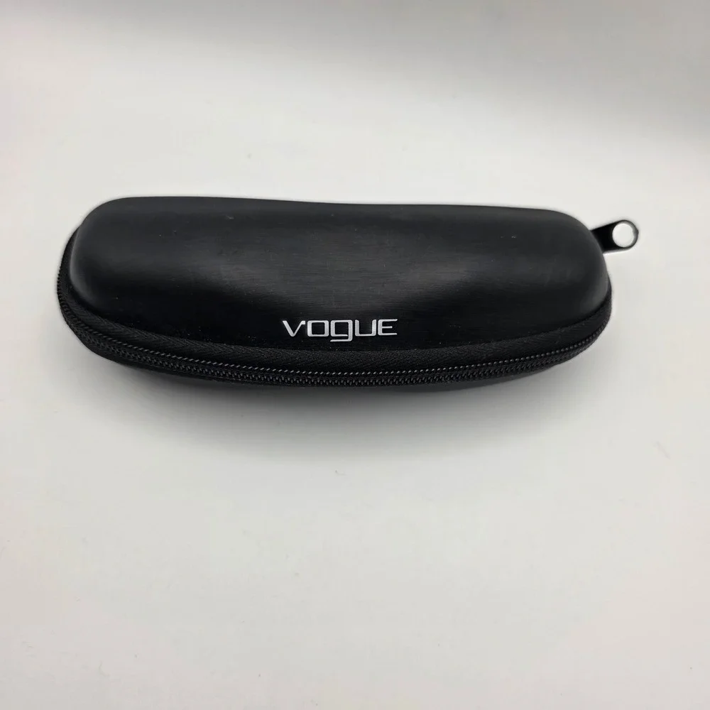 Vogue Eyewear Black Hard Shell Zippered Sunglasses Case Gray Felt Lining‎